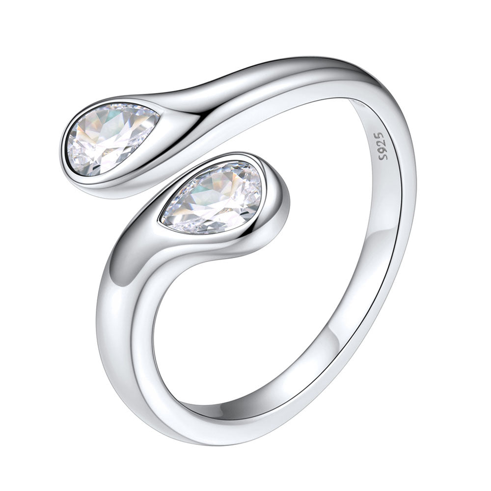 925 Sterling Silver Birthstone Adjustable Ring Toi et Moi Promise Ring for Her