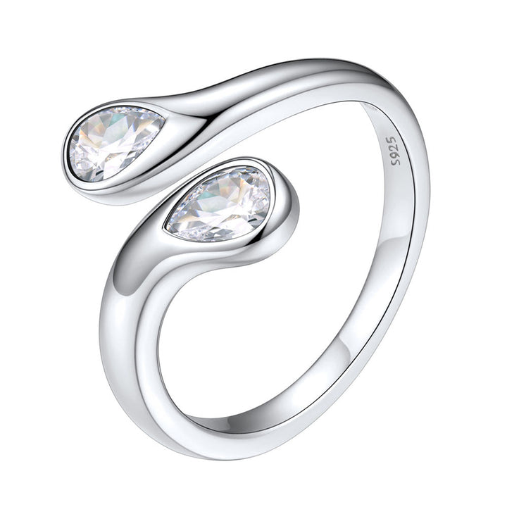 925 Sterling Silver Birthstone Adjustable Ring Toi et Moi Promise Ring for Her