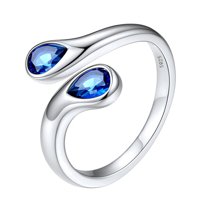 925 Sterling Silver Birthstone Adjustable Ring Toi et Moi Promise Ring for Her