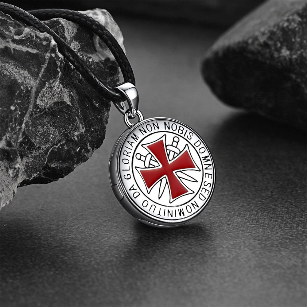 Custom Knights Templar Cross Photo Locket Necklace with Picture