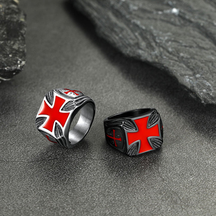 Christian Knights Templar Cross Ring For Men Stainless Steel