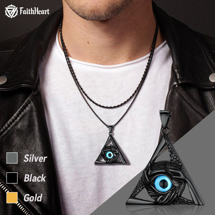 Triangle Third Evil Eye Necklace All-Seeing Pendant