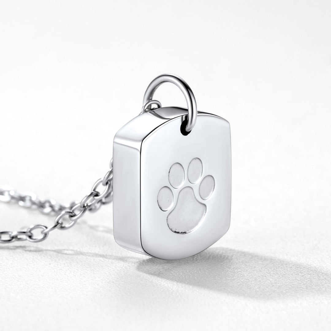 Custom Cremation Pet Feet Urn Dog Tag Necklace for Ashes