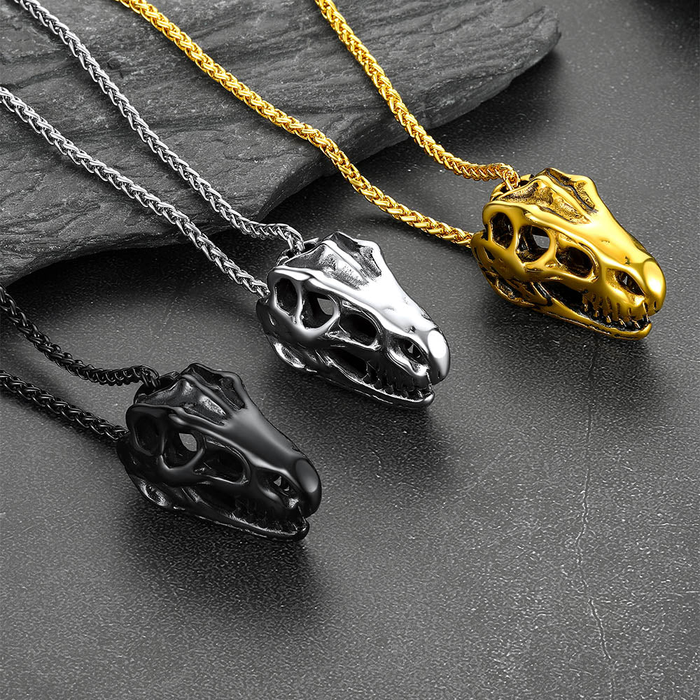 T-Rex Dinosaur Skull Head Necklace Pendant for Men