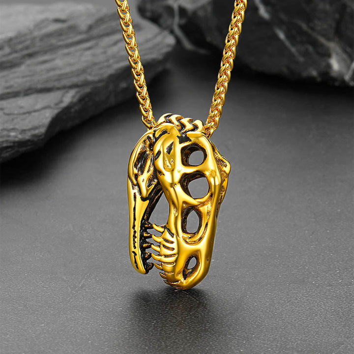 T-Rex Dinosaur Skull Head Necklace Pendant for Men
