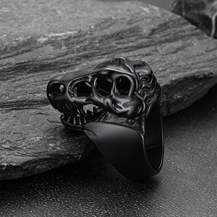 Biker Animal Chunky Dinosaur Head Stainless Steel Ring for Men