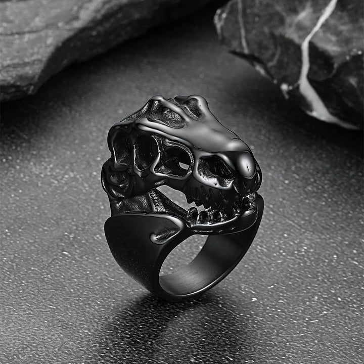 Biker Animal Chunky Dinosaur Head Stainless Steel Ring for Men