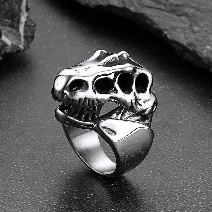 Biker Animal Chunky Dinosaur Head Stainless Steel Ring for Men