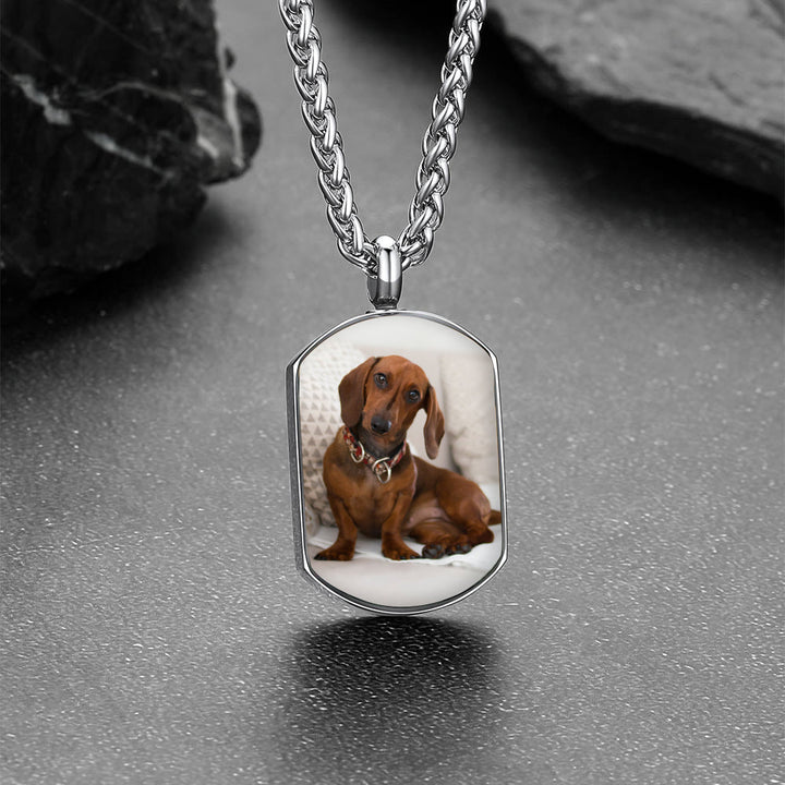 Customized Cremation Picture Urn Pet Ashes Dog Tag Necklace for Dog