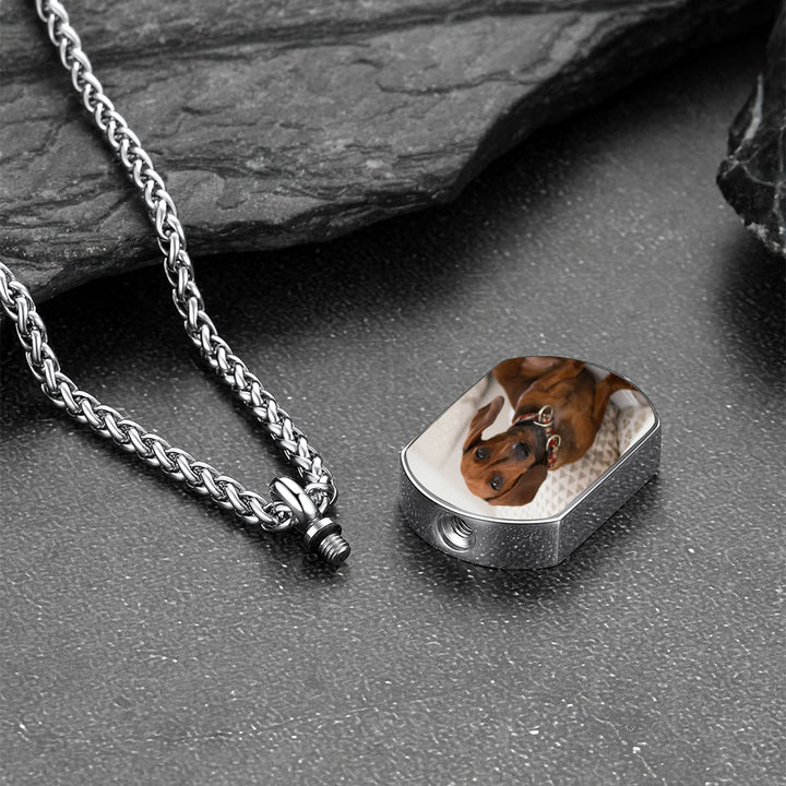 Customized Cremation Picture Urn Pet Ashes Dog Tag Necklace for Dog
