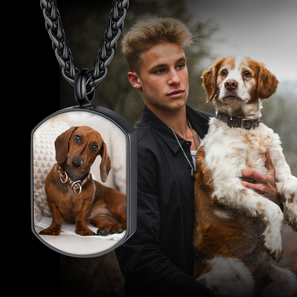 Customized Cremation Picture Urn Pet Ashes Dog Tag Necklace for Dog