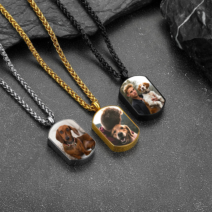Customized Cremation Picture Urn Pet Ashes Dog Tag Necklace for Dog