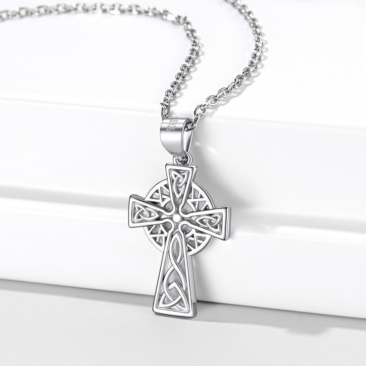 Sterling Silver Celtic Knot Cross Necklace For Women
