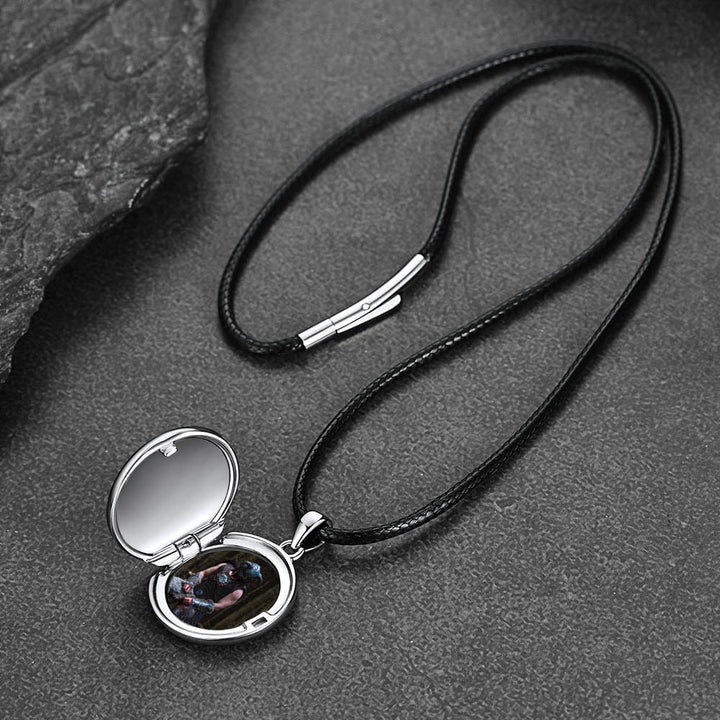 Personalized Photo Locket Necklace with Viking Compass for Men