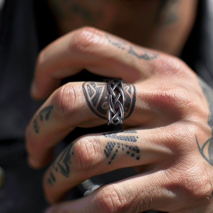 Irish Celtic Knot Band Ring Stainless Steel for Men Women