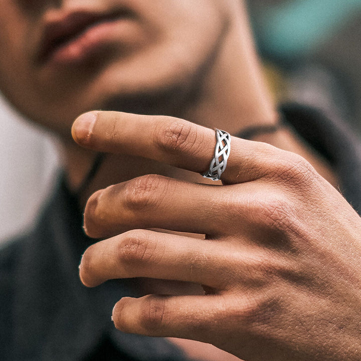 Irish Celtic Knot Band Ring Stainless Steel for Men Women