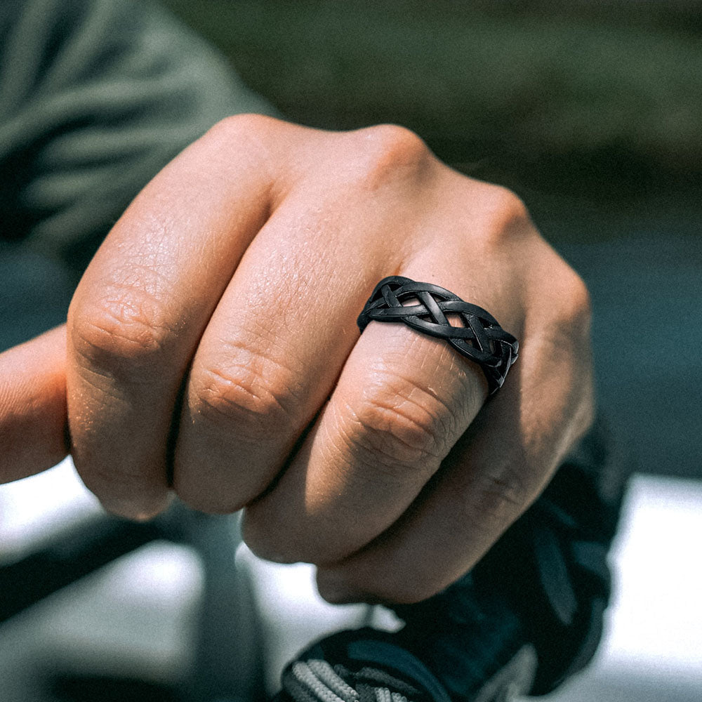 Irish Celtic Knot Band Ring Stainless Steel for Men Women