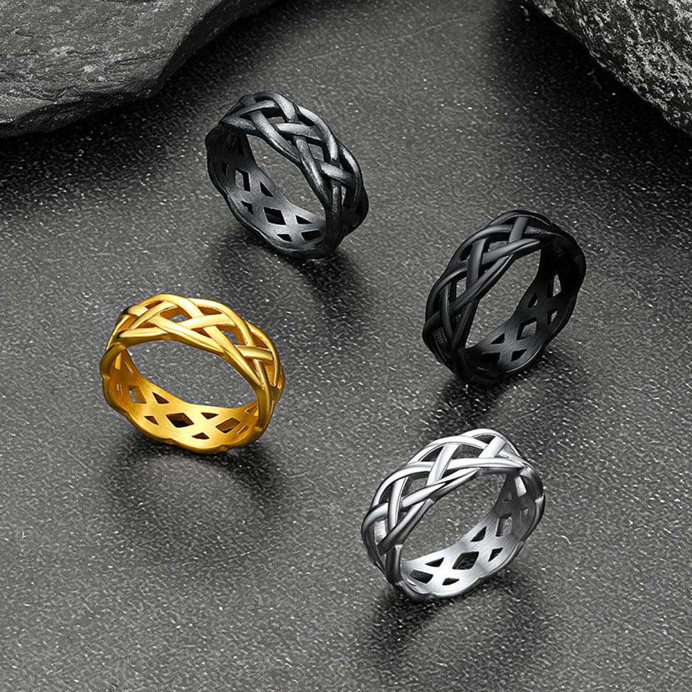 Irish Celtic Knot Band Ring Stainless Steel for Men Women