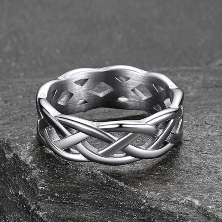 Irish Celtic Knot Band Ring Stainless Steel for Men Women