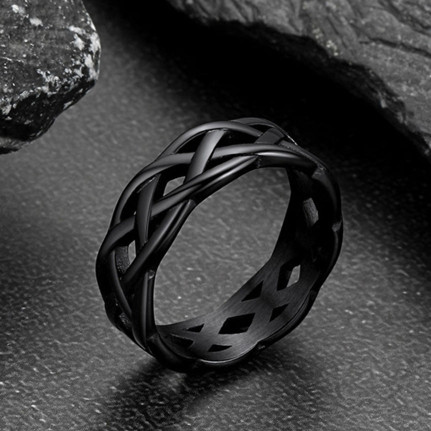 Irish Celtic Knot Band Ring Stainless Steel for Men Women