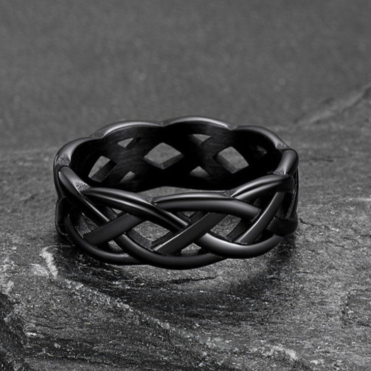 Irish Celtic Knot Band Ring Stainless Steel for Men Women