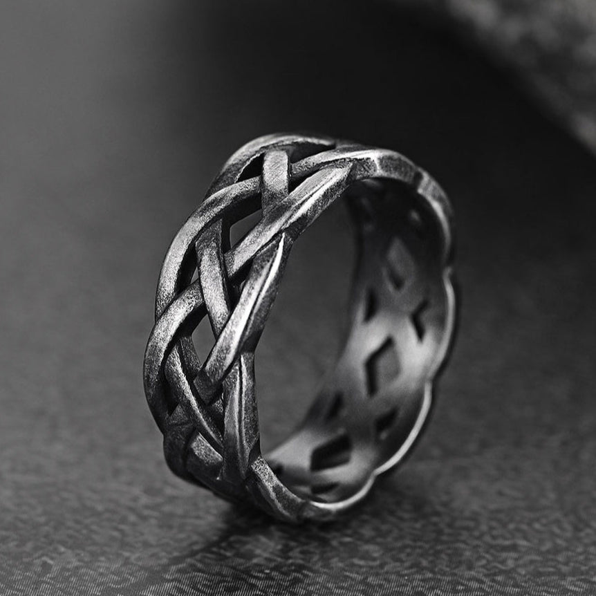 Irish Celtic Knot Band Ring Stainless Steel for Men Women