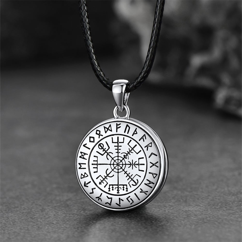 Personalized Photo Locket Necklace with Viking Compass for Men