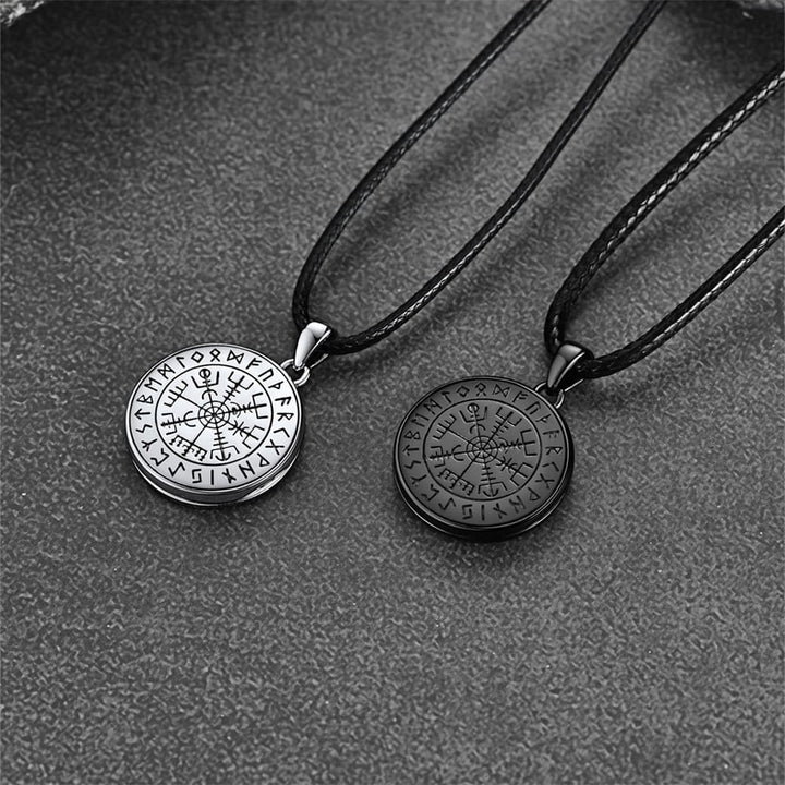 Personalized Photo Locket Necklace with Viking Compass for Men