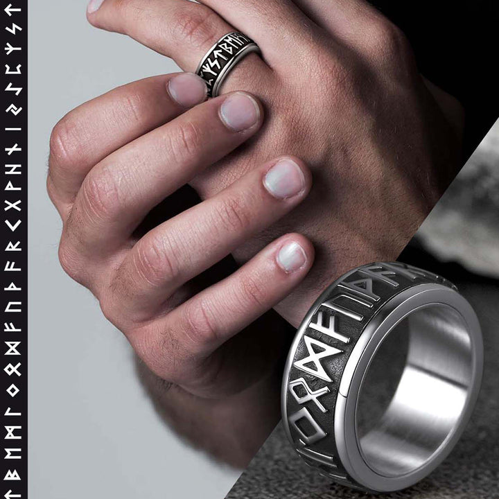 Norse Viking Rune Fidget Anxiety Band Ring For Men