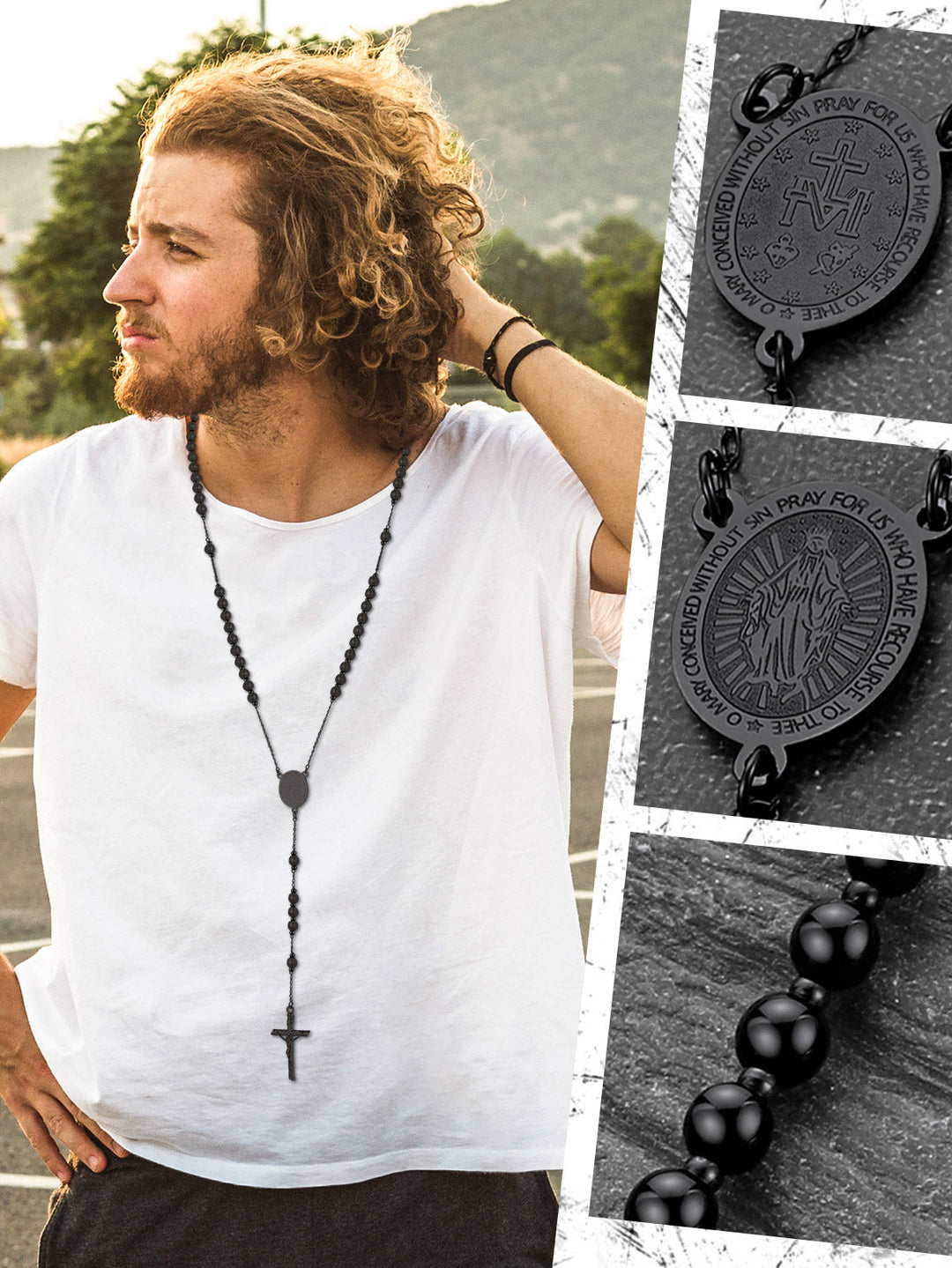Catholic Virgin Mary Rosary Beads Necklace for Men Women