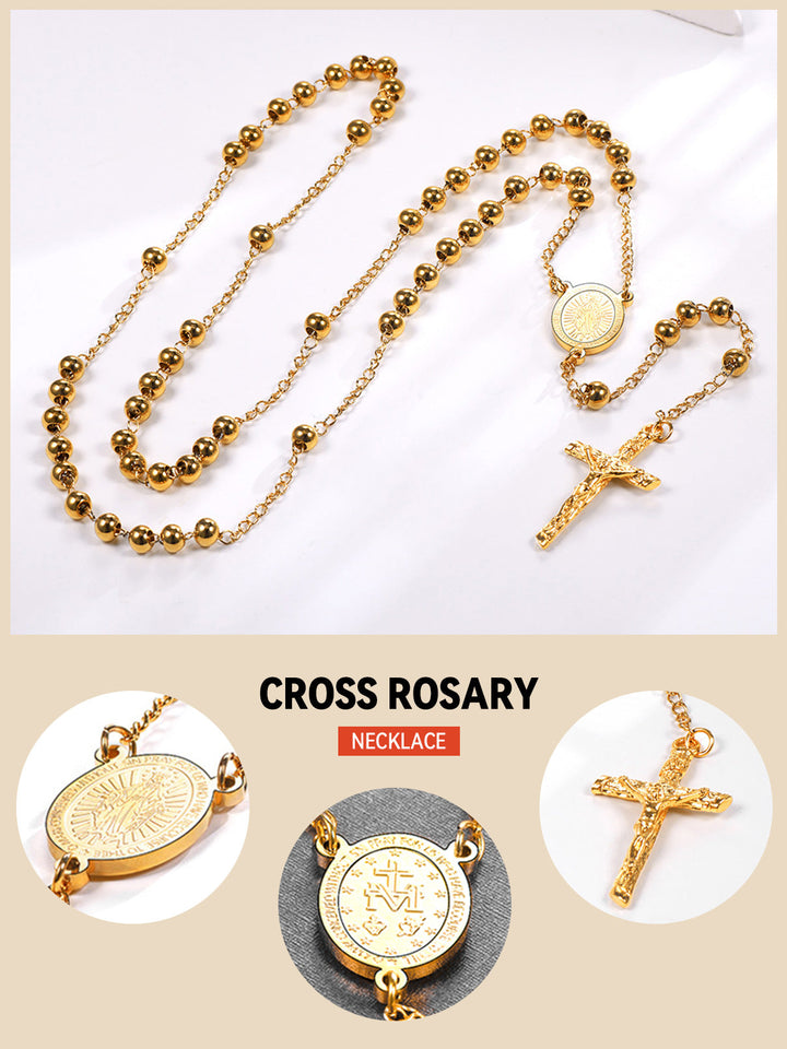 Catholic Virgin Mary Rosary Beads Cross Necklace Chain for Men Women