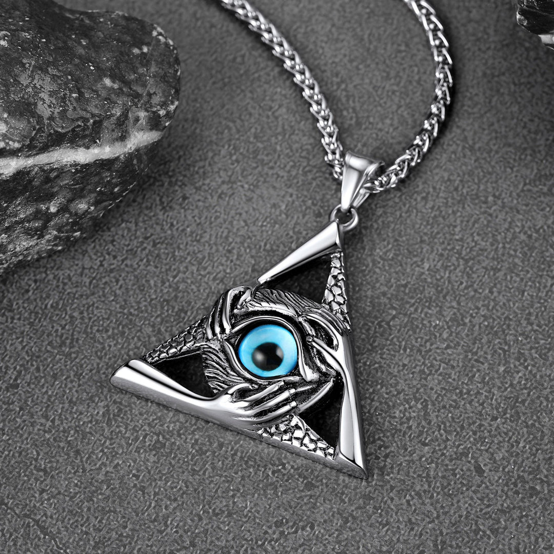 Triangle Third Evil Eye Necklace All-Seeing Pendant
