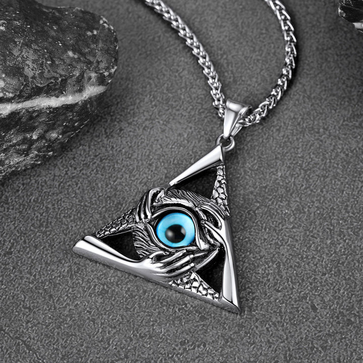 Triangle Third Evil Eye Necklace All-Seeing Pendant