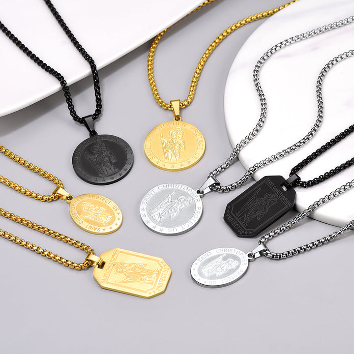 St. Christopher Dog Tag Necklace for Men