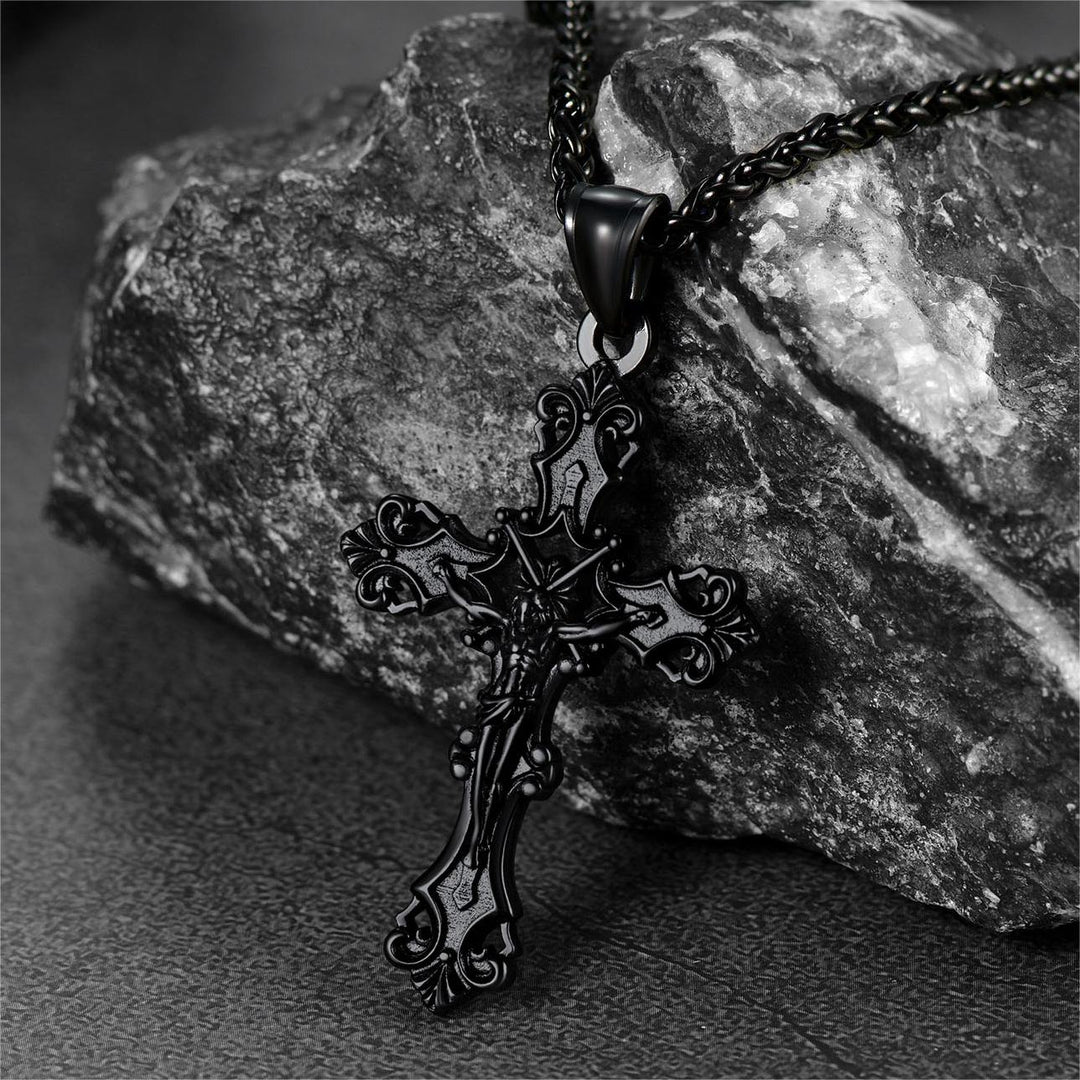 Vintage Crucifix Cross Necklace Jesus Pendant For Men