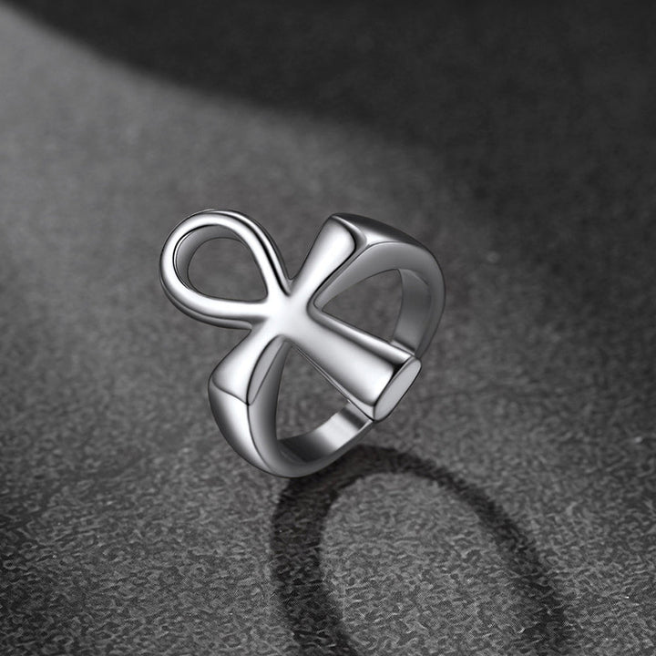 Egyptian Coptic Ankh Cross Stainless Steel Ring for Men Women