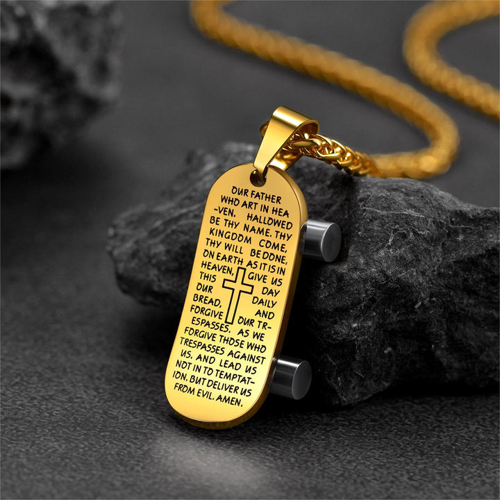 Christian Lord's Prayer Skateboard Necklace Pendant for Men
