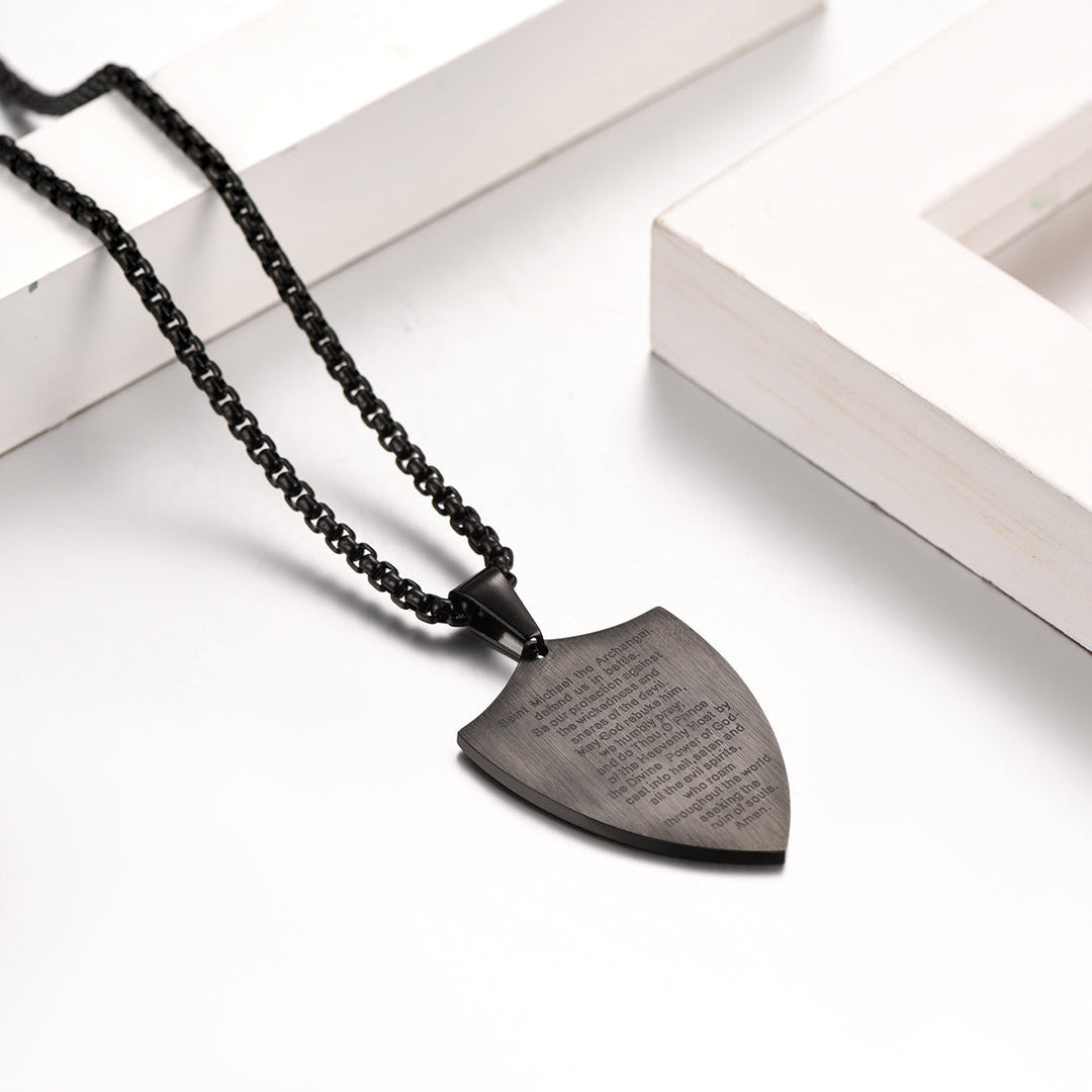 Saint Michael Necklace Shield Archangel Protection Pendant For Men