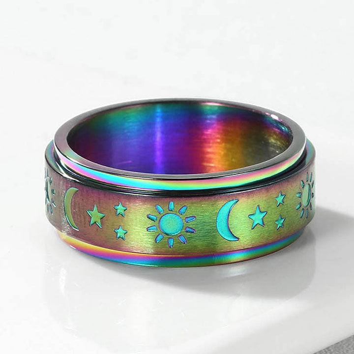 Moon Star Sun Ring Fidget Ring for Anxiety