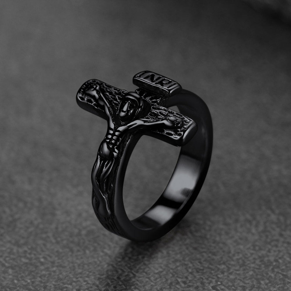 Christian Jesus Crucifix Cross Ring for Men