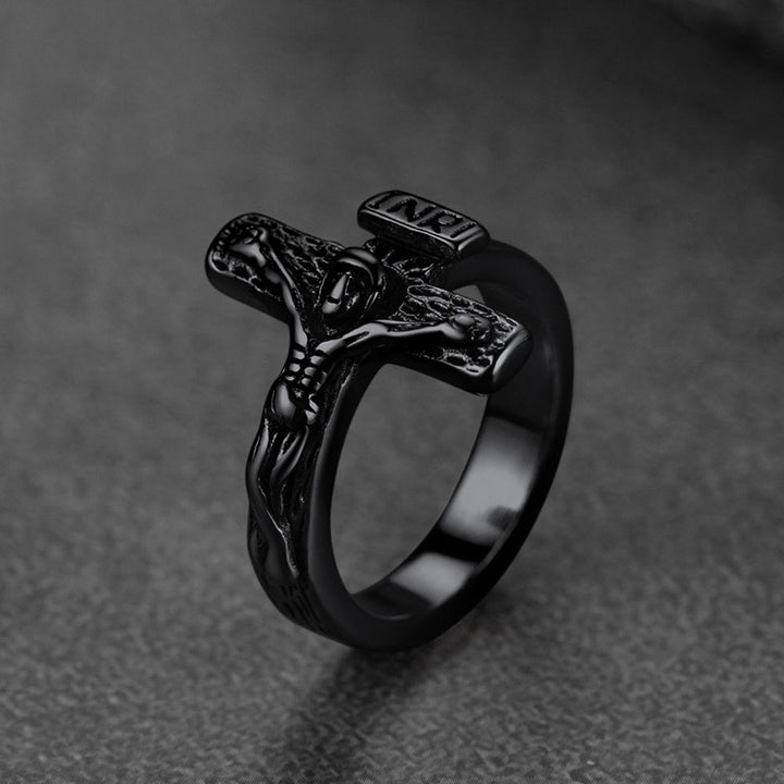 Christian Jesus Crucifix Cross Ring for Men