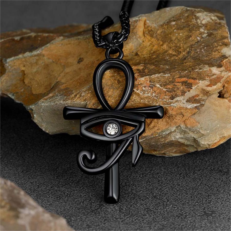 Egyptian Ankh Cross Necklace Pendant with Eye of Horus