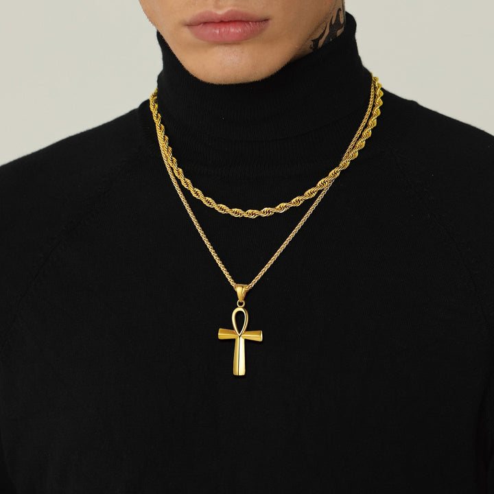 Egyptian Coptic Ankh Cross Pendant Necklace For Men Women