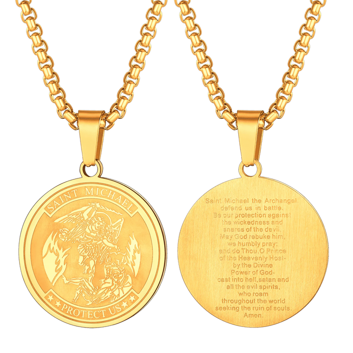 St. Michael Coin Necklace Medal Protection Pendant