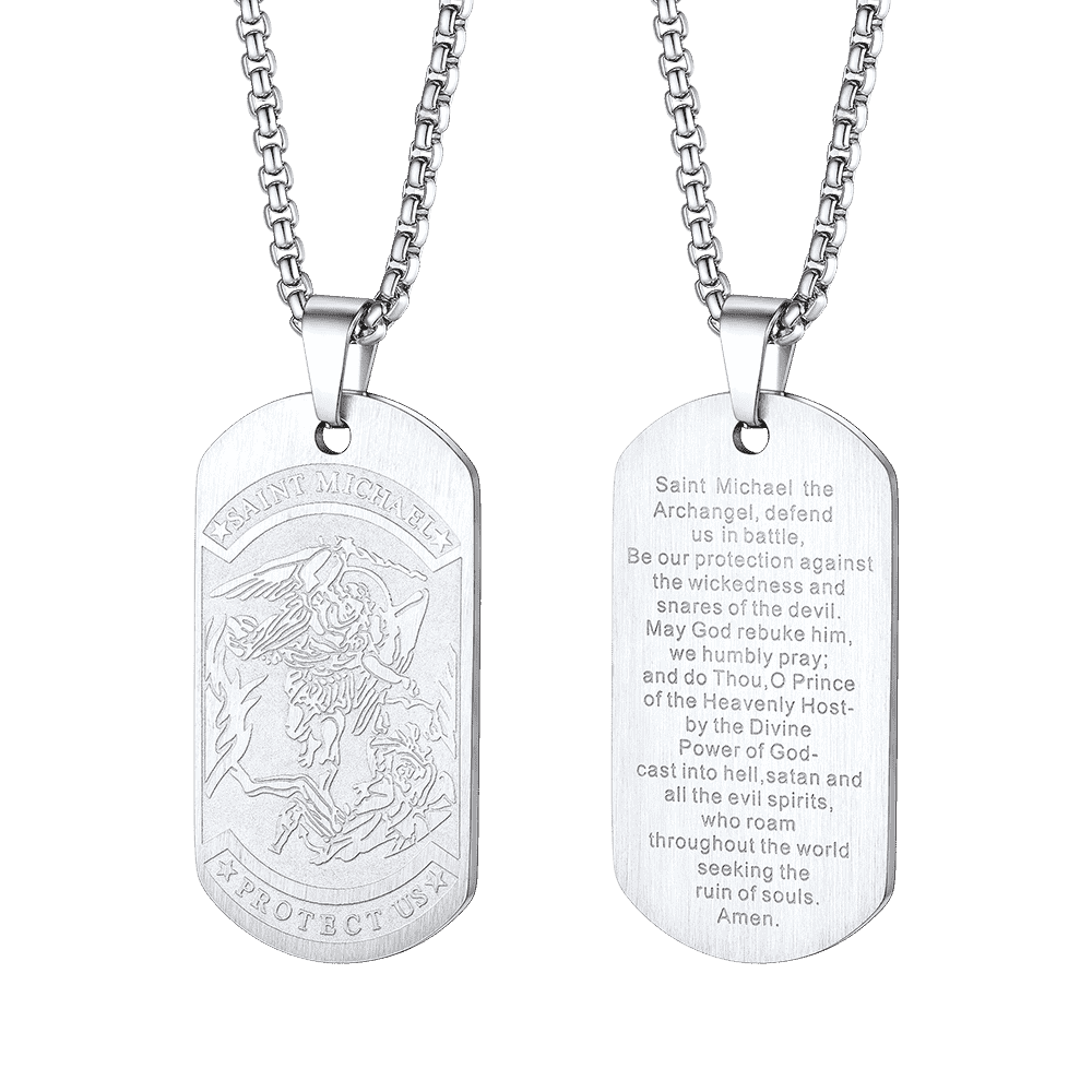 The Archangel Saint Michael Dog Tag Necklace for Men