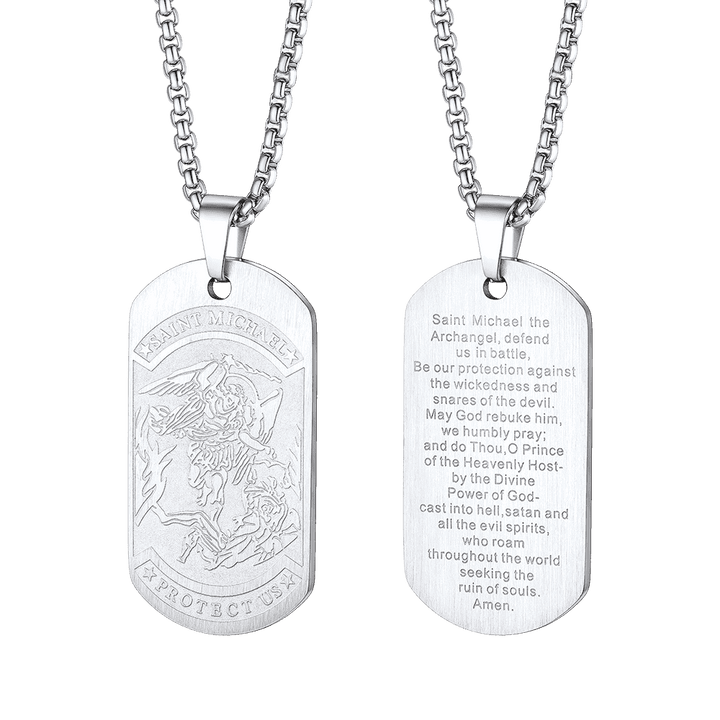 The Archangel Saint Michael Dog Tag Necklace for Men