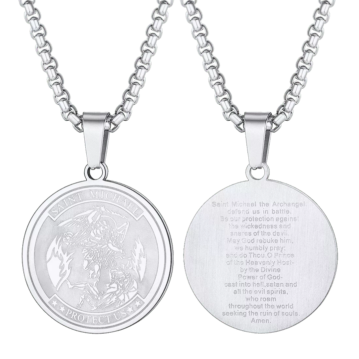 St. Michael Coin Necklace Medal Protection Pendant