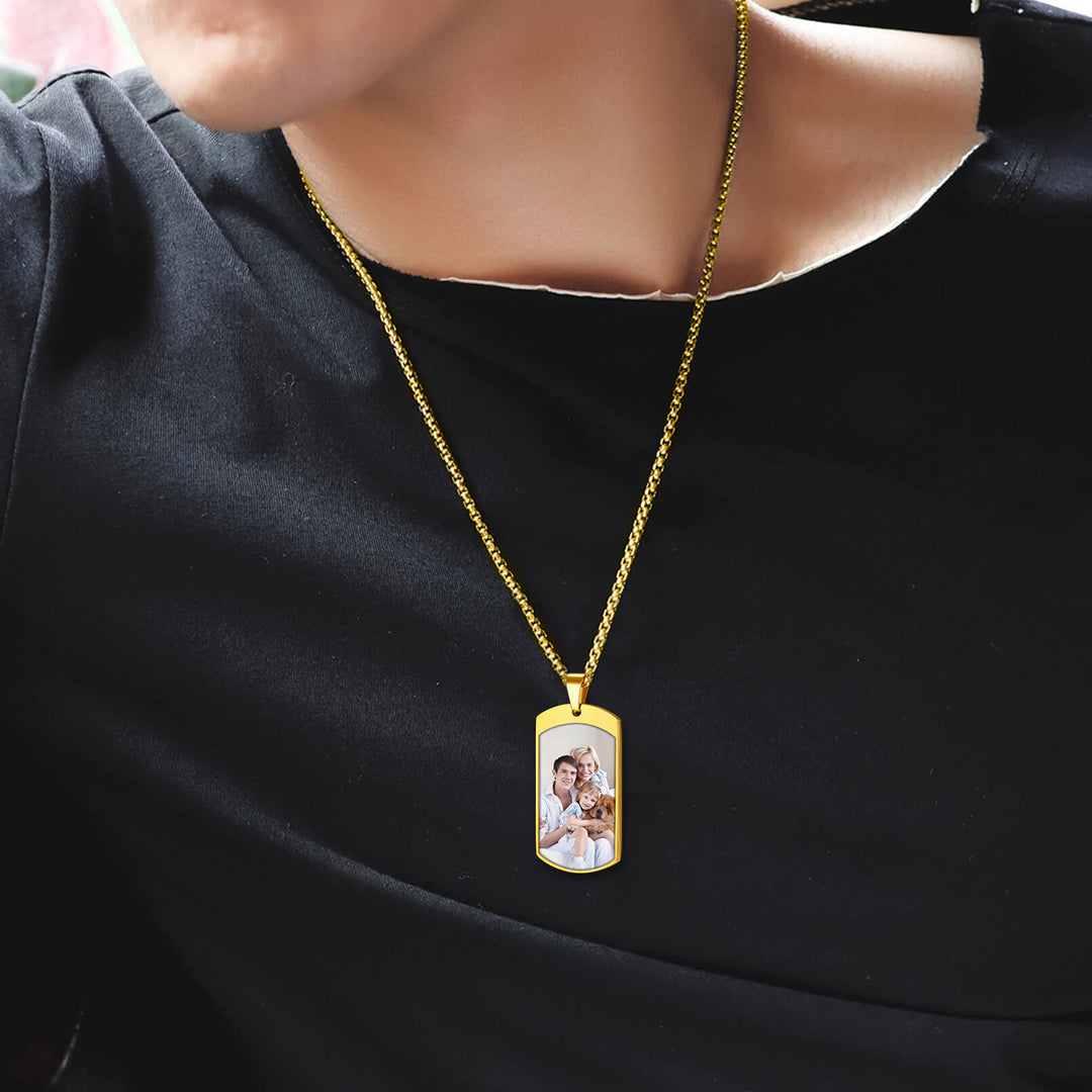 Customized Saint Michael Dog Tag Necklace with Picture