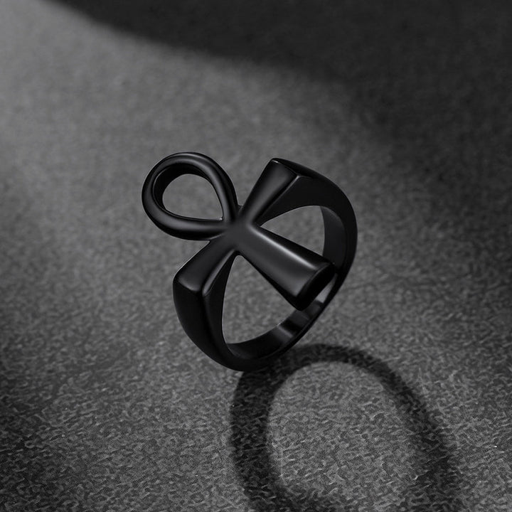 Egyptian Coptic Ankh Cross Stainless Steel Ring for Men Women