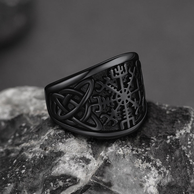 Viking Compass Ring with Celtic Knot for Men
